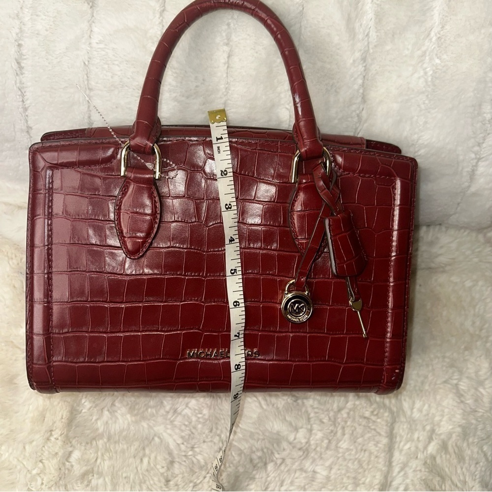 Michael kors Zoe Alligator Embossed Burgundy Bag - Picture 3 of 7
